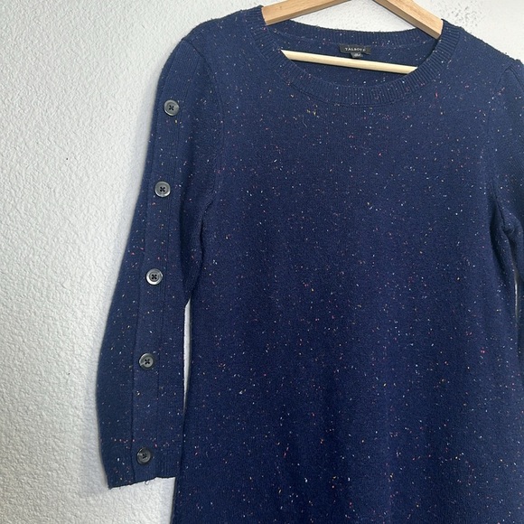 Talbots Women’s Size Medium Navy Kitty Tweed Open Neck Sweatert Dress Midi - Picture 5 of 13